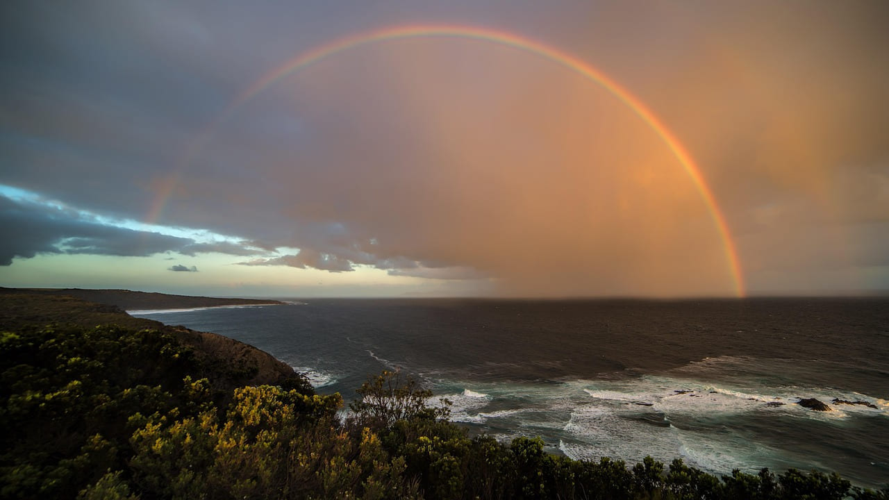 rainbow, coast, sunset, beach, sky, wallpaper hd, beautiful nature, sea, ocean, desktop backgrounds, travel, water, laptop wallpaper, beautiful wallpaper, landscape, windows wallpaper, sky background, wallpaper 4k, nature, shore, vacation, cool backgrounds, dramatic, horizon, 4k wallpaper 1920x1080, sunlight, australia, scenic, clouds, free wallpaper, rocks, cliff, nature wallpaper, mac wallpaper, hd wallpaper, free background, full hd wallpaper, 4k wallpaper, nature background, wallpaper on Miles and Memories